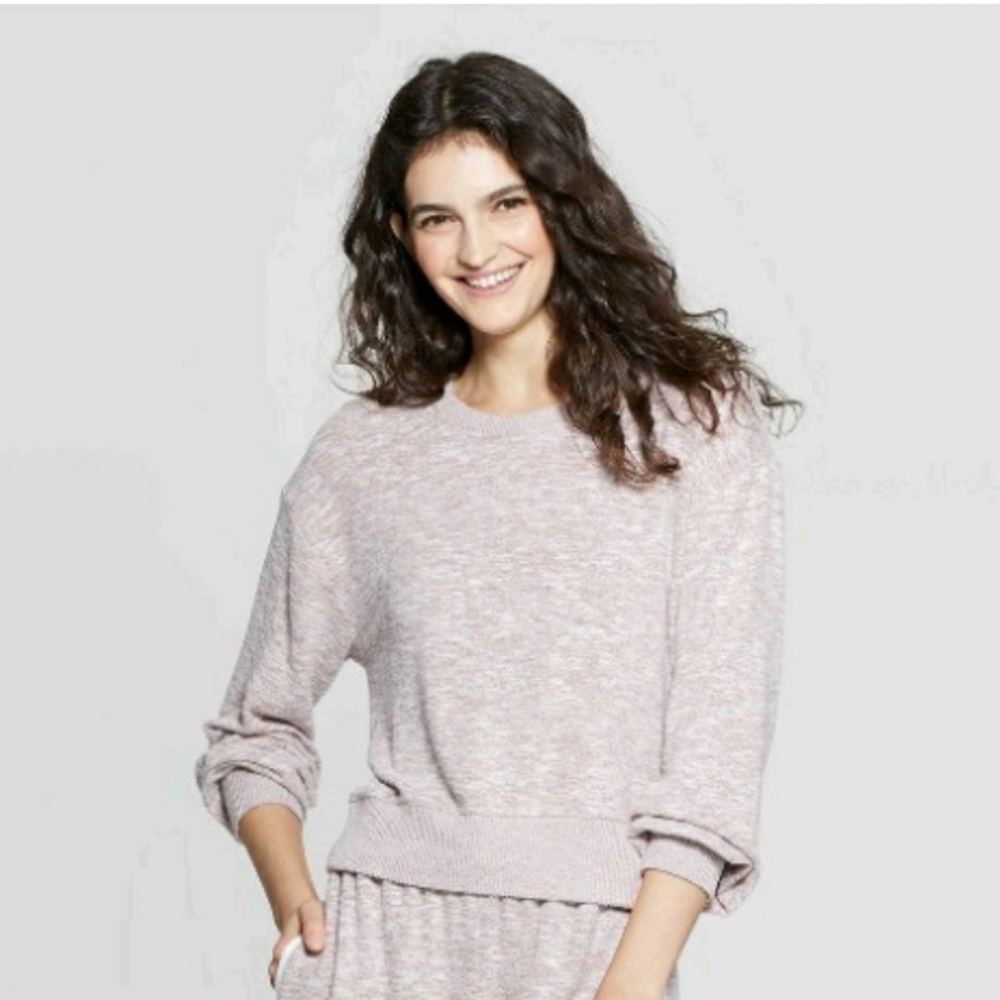 Plus Size Womens Long Sleeve Crew Neck Lounge Top